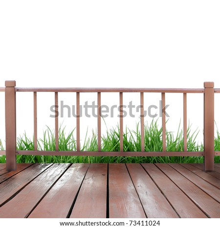 wooden terrace and white background