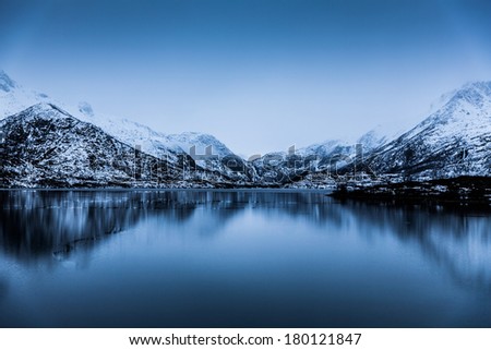 Peaceful calm view of fjords in Norway