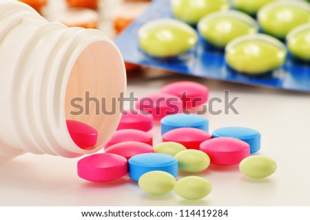 Composition with variety of drug pills and dietary supplements