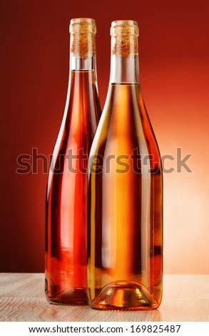 Two bottles of wine on the table