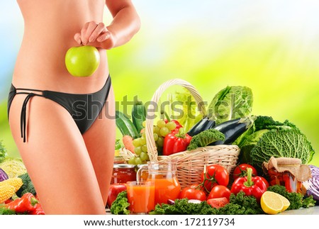 Dieting. Balanced Diet Based On Raw Organic Vegetables
