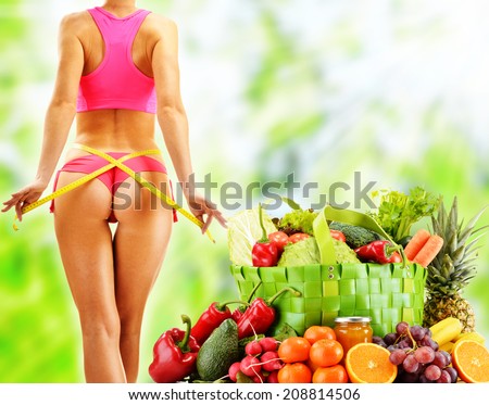 Dieting. Balanced diet based on raw organic vegetables