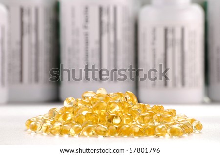 Composition with containers of dietary supplements and capsules