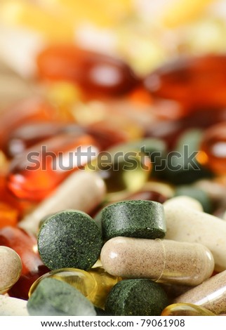 Composition with dietary supplement capsules and tablets