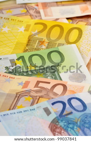 Composition with Euro banknotes. European Union currency