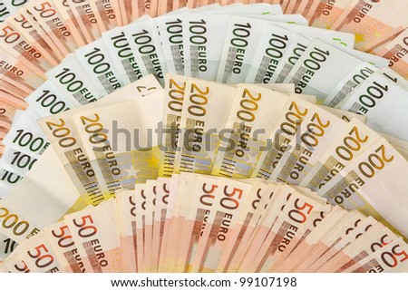 Composition with Euro banknotes. European Union currency