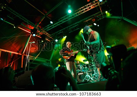 LOULE, PORTUGAL - JUNE 30: Jamaican Legends performs onstage in a world music festival at festival med on June 30, 2012 in Loule, Portugal.