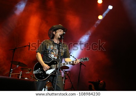 FARO, PORTUGAL - JULY 21: Rebeldes performs onstage at the International Motorcycle Meeting JULY 21, 2012 in Faro, Portugal.