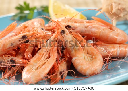 fresh boiled prawns from portuguese coast