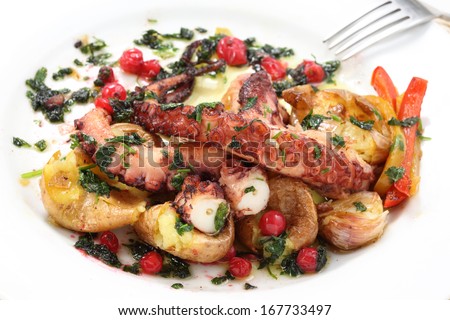 boiled and roasted octopus-portuguese traditional food- mediterranean diet