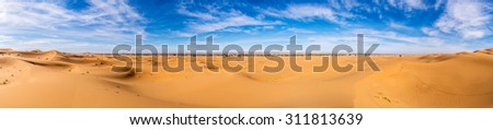 Africa, Morocco-Panoramic view of Erg Chebbi Dunes oriented to Merzouga -Sahara Desert