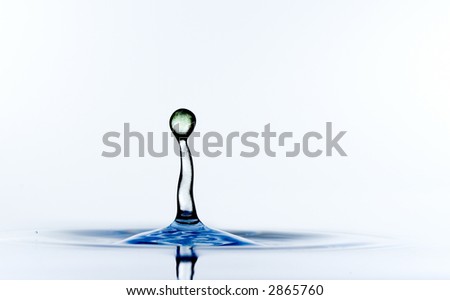 waterdrop of a green sugar solution in water