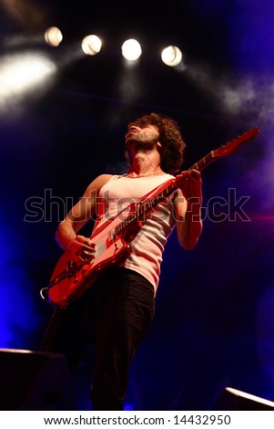 LOULE, PORTUGAL - JUNE 25: Balkan Beat Box  guitar player performs onstage at Festival Med June 25, 2008 in Loule, Portugal.