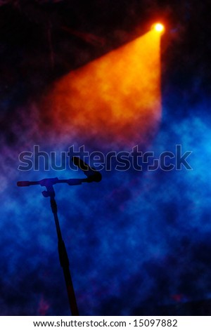 stage with light and smoke background-mic with clipping path