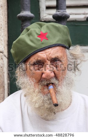 HAVANA, CUBA - FEB 24: old man posing in a street  February 24, 2010 in Havana, Cuba.
