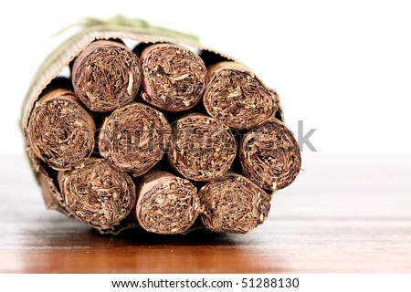 traditional cigars from cuba, isolated on grey