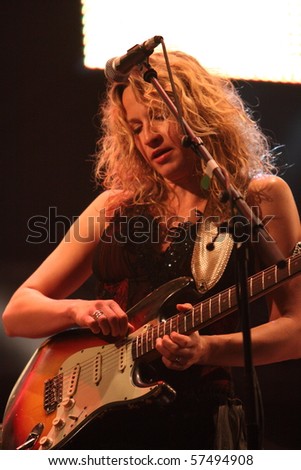 FARO, PORTUGAL - JULY 17: Ana Popovic performs onstage at  Internacional motorcycle show July 17 2010 in Faro, Portugal.
