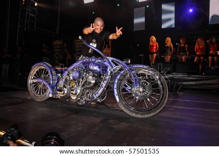 FARO, PORTUGAL - JULY 17: Awards delivery for the best motorcycles onstage at Internacional motorcycle show July 17, 2010 in Faro, Portugal.