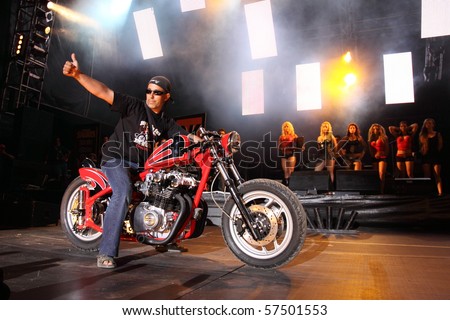 FARO, PORTUGAL - JULY 17: Awards delivery for the best motorcycles onstage at Internacional motorcycle show July 17, 2010 in Faro, Portugal.