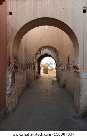 Moorish Architecture on Moorish Architecture In Marrakesh Morocco Stock Photo 110087339