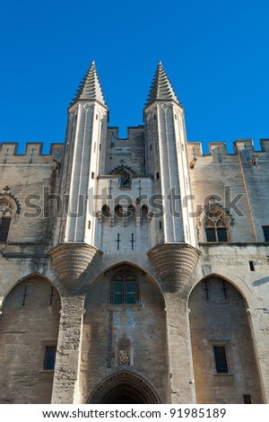 The entrance to the Palace of the Popes in Avignon, France