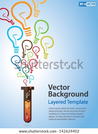 Colorful Vector Background Idea Bulb Strands coming out of a Test Tube Creative Concept for showing Ideas Innovation Invention new product and many other ideas Colorful Vector Background Idea Bulb Strands coming out of a Test Tube Creative Concept for showing Ideas Innovation Invention new product and many other ideas
