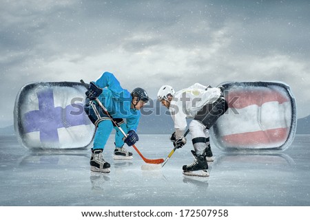Ice hockey players on the ice.