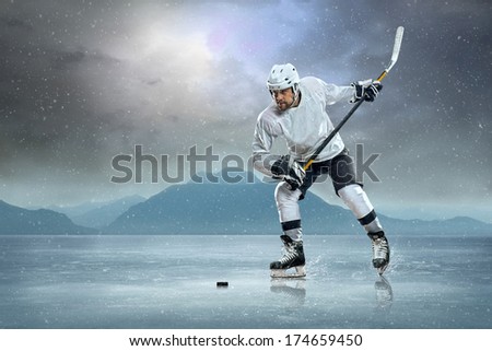 Ice Hockey Player On The Ice