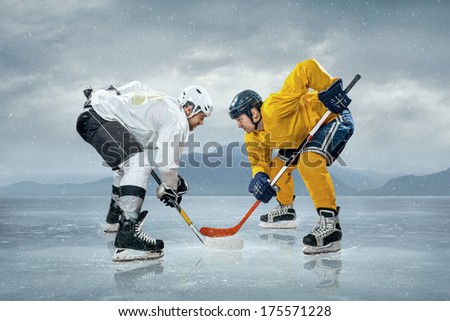 Ice hockey players on the ice