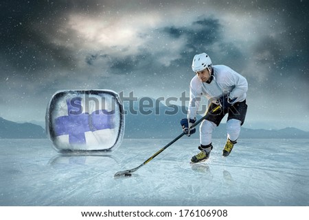 Ice hockey player at the ice. Finland national team.