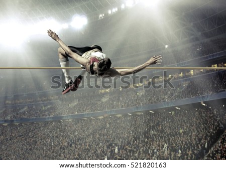 Athlete in action of high jump.