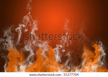 fire and smoke on the blue background