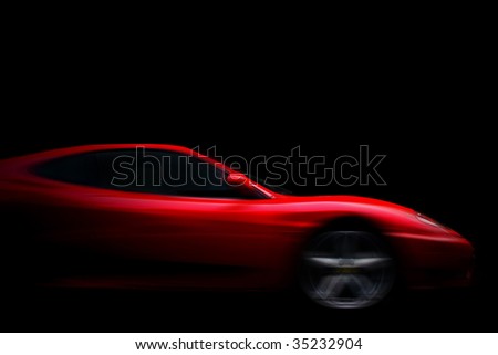 Beautiful red sport car on black