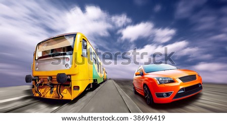 Beautiful orange sport cars on road