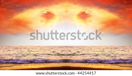 Beautiful sea nature landscape on the sunrise sky