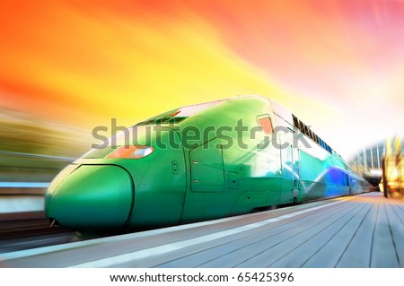 High-speed train with motion blur outdoor