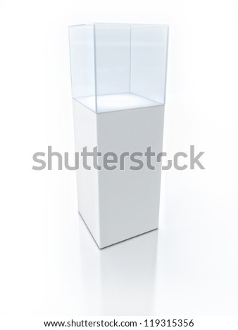 3D Empty glass box for exhibit 3D Empty glass box for exhibit