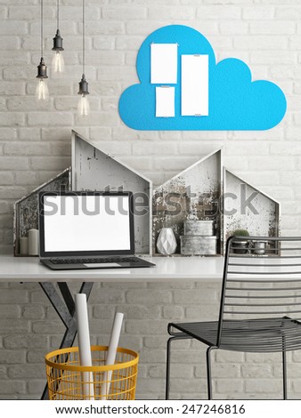 mock up modern office 3D illustration mock up modern office 3D illustration