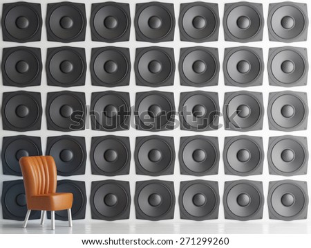 Wall of black speakers, 3d illustration