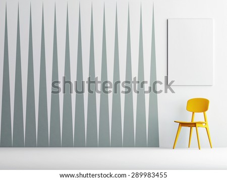 Abstract triangle pattern wall, mock up poster, 3d render