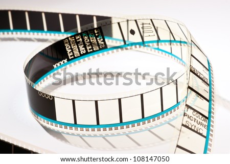 loop 35mm film projection, on white background