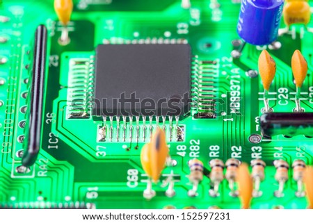 microprocessor and other electronic components mounted on motherboard