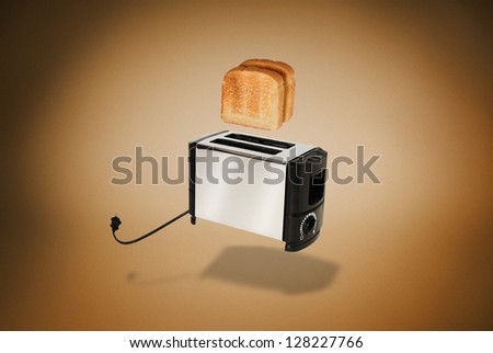Flying Toaster Popping Out Toast Pop-up Pop Up Levitating Jumping Toast - Orange Brown Burnt