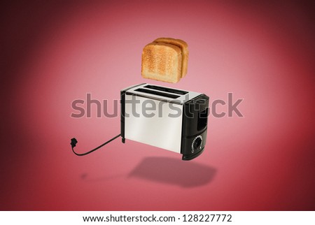 Flying Toaster Popping Out Toast Pop-up Pop Up Levitating Jumping Toast - Red