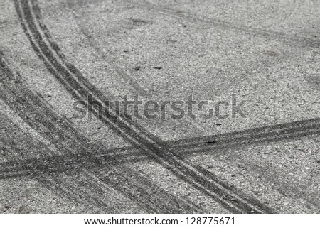 Tire marks on road track for background