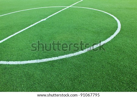 Artificial grass soccer field for background