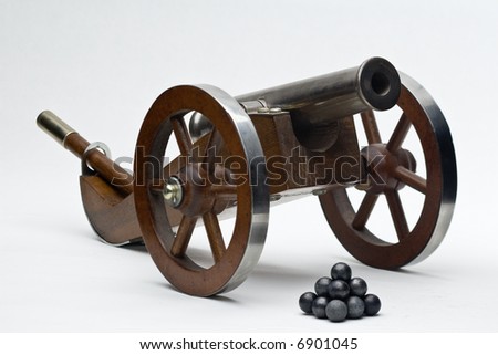 Model front loader cannon with balls