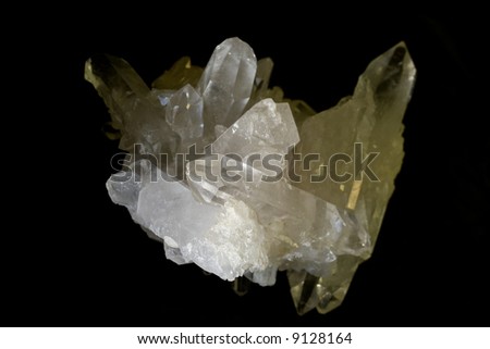 Rock crystal in front of a black background