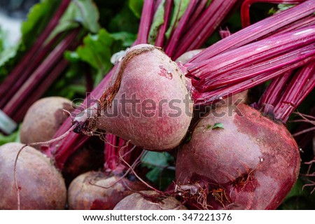 Organic Red beets at market