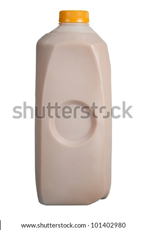 Low-fat chocolate milk in half-gallon carton isolated on white